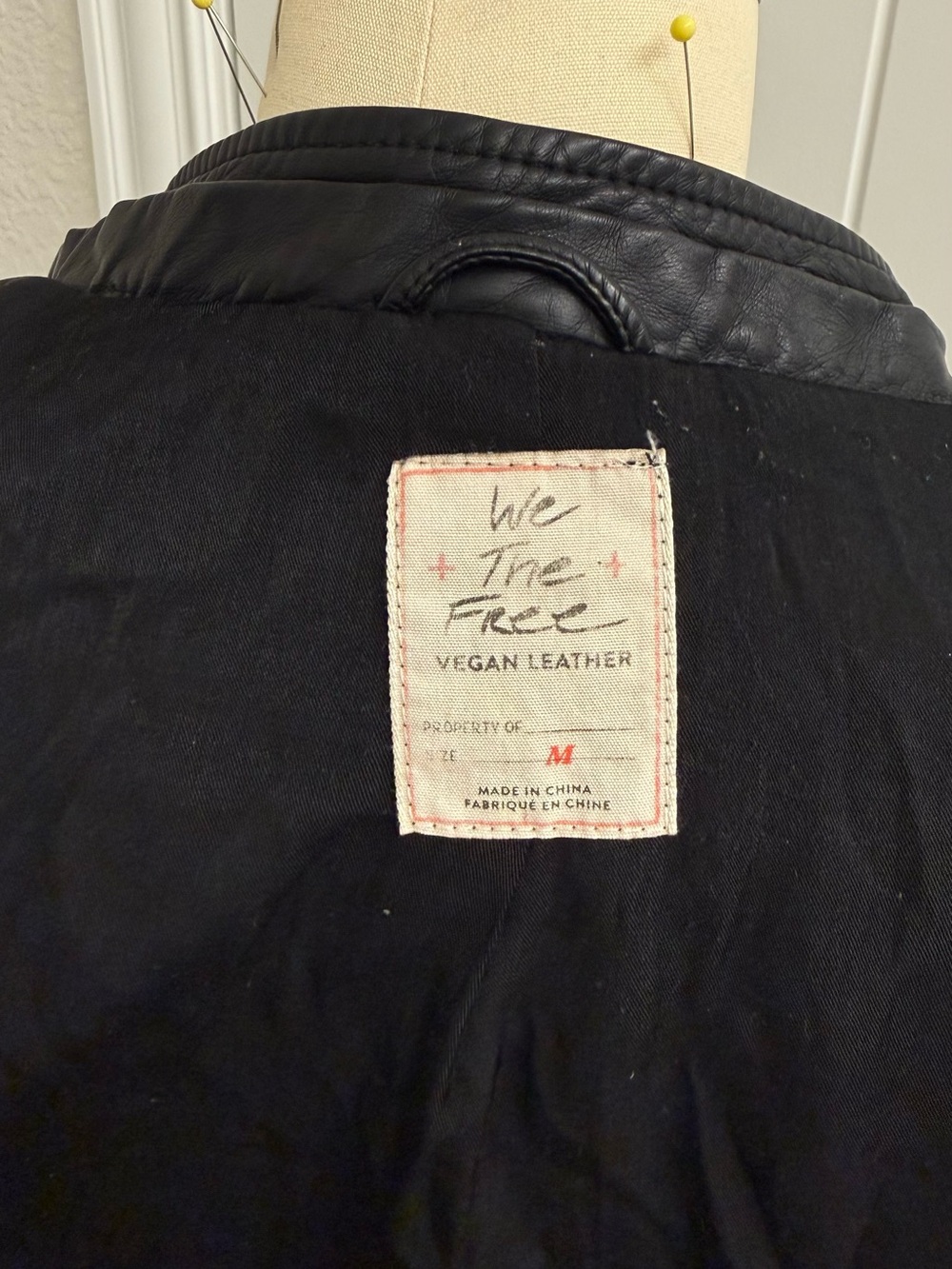 We The Free People Black Faux Leather Moto Jacket with Hooded Liner - Picture 10 of 12